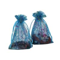 Cadeau de cordon de l'organza 18x12 bleu le » met en sac biodégradable pour la sucrerie