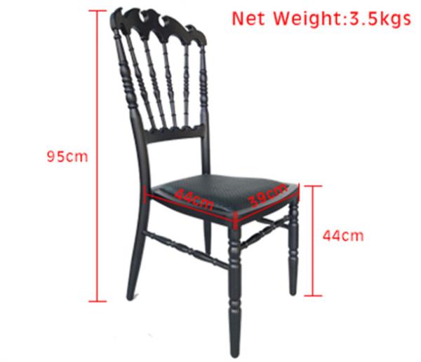 ISO9001 Black Chiavari Chair Hotel Dining With Cushion