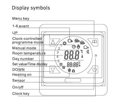 Programmable Touch Screen Room Floor Weekly Heating Thermostat with big LCD screen