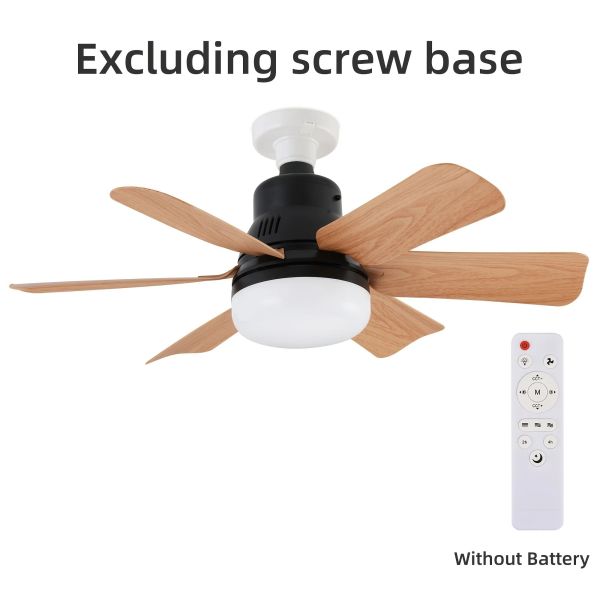 Remote control 20.5in Screw LEd 40W Socke Black Wood Grain Ceiling Fan with Light(WH-VLL-42)