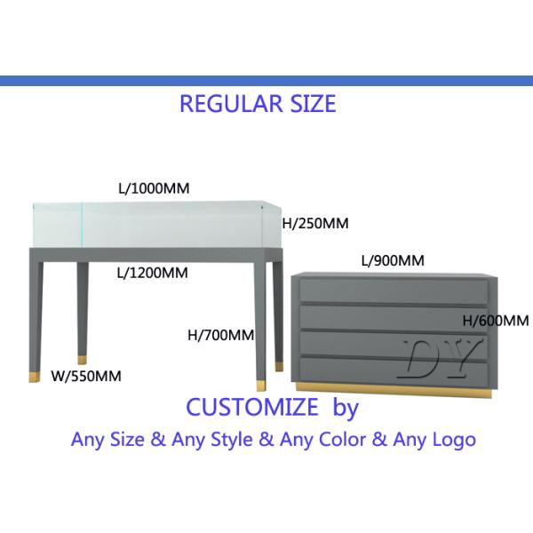 Modern Commercial Glass Jewellery Display Showcases Matte Gray Lacquer Finished