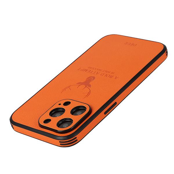 Caixa de telefone móvel TPU de couro padrão de veado para iPhone 15 Pro Max 14 Pro Proteção de lente da câmera