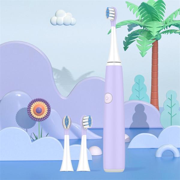 Children Oral Care Sonic Electric Toothbrush USB Rechargeable with Brush Heads 3 Modes