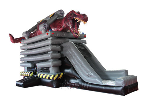 Double Line Sewed Inflatable Bounce House With Dinosaur Decoration En14960