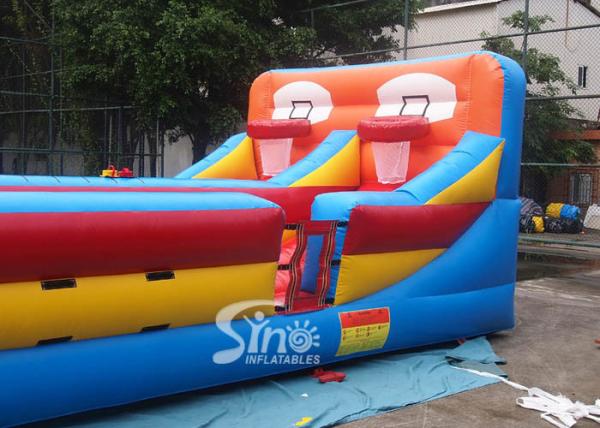 Outdoor Double Lane Inflatable Bungee Run With Basketball Throwing From Sino Inflatables