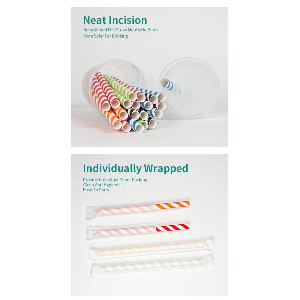 Chinese supplier Custom 12mm Biodegradable Colorful Striped Paper Straws