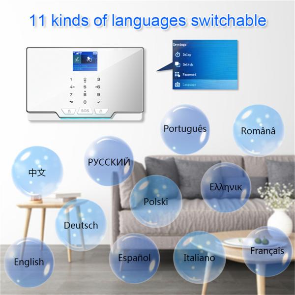 Wireless WIFI GSM Home Security Alarm System For Tuya Smart Life APP With Motion Sensor Compatible With Alexa & Google