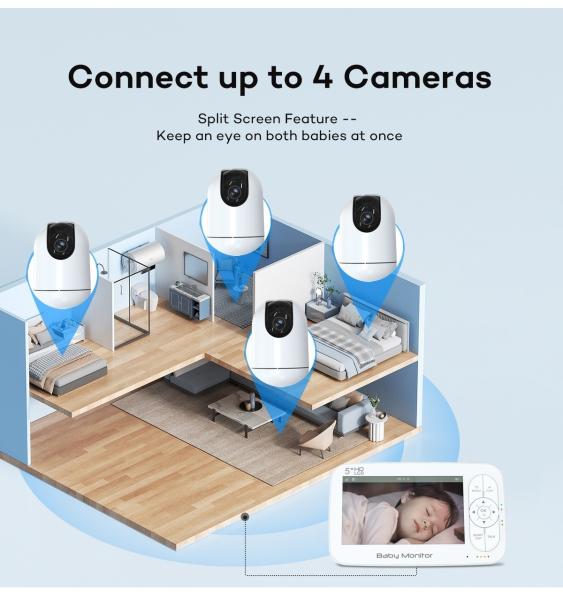 5 Inch LCD Digital Video Baby Monitor Audio With Lullabies And Night Vision