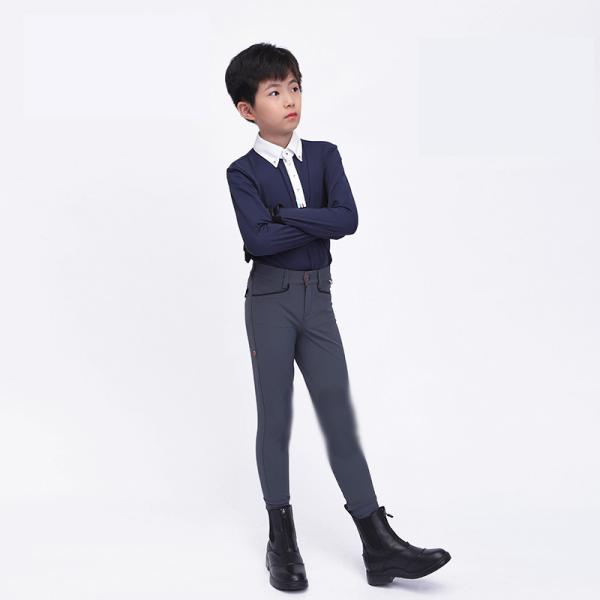 Quick Drying Childrens Horse Riding Tights Knee Silicone Navy Blue Riding Leggings