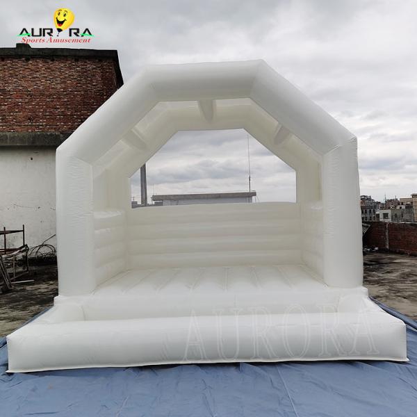 Customized 4x4m White Inflatable Wedding Bouncy Castle With Ball Pit For Kids