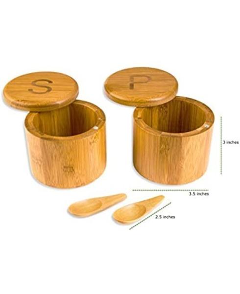 Bamboo Round Salt Box with Magnetic Lid Laser Engraving