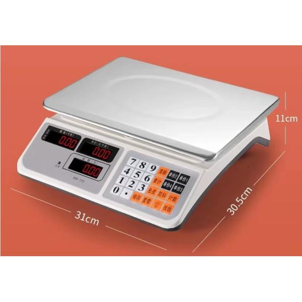 Pantalla LCD de banco, color blanco, cuerpo resistente, 420 g, bandeja de hierro inoxidable, balanza eléctrica, capacidad de 40 kg, celda de carga de alta precisión