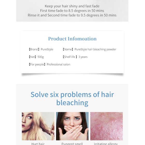 Poudre décolorante professionnelle pour cheveux éclaircissants OEM sans poussière pour salon