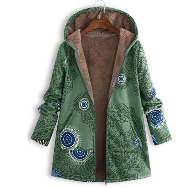 2020 Waterproof Ethnic Style Fashion Fleece Coat Printed Pocket Hoodie Jacket Women Winter