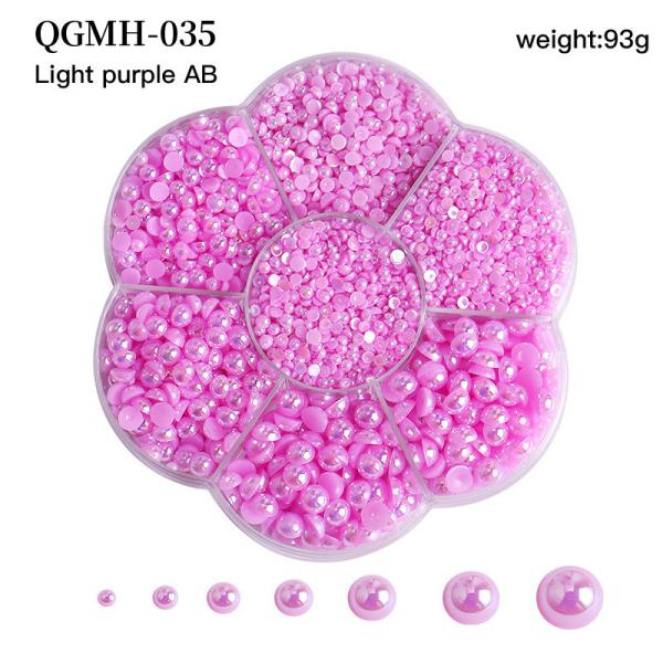 Resin Pearls Charms for Nails Salon Half Round Back Pearls Decoration Rhinestones Nail Art Charms Beads