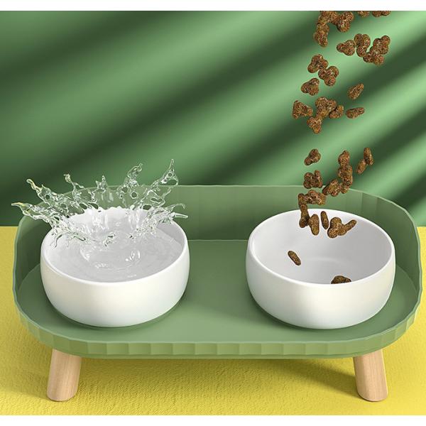 Raised Ceramic Cat Bowls With Stand Cute Elevated Dog Dish