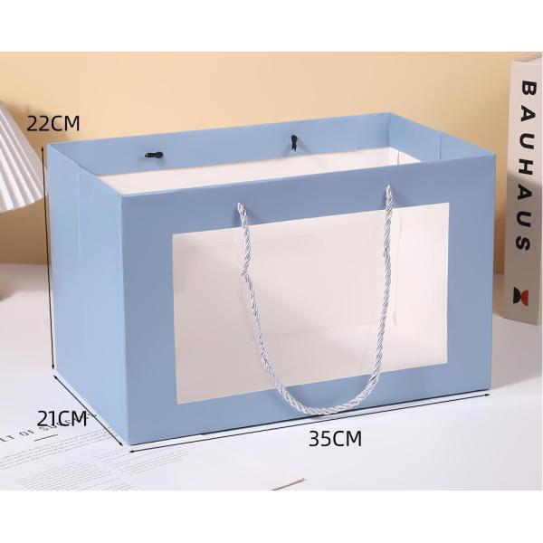 Simple Transparent Paper Tote Bag Window Flowers Valentine'S Day Gift Bag