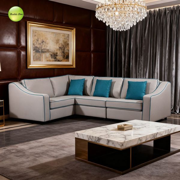 Grey plush Fabric Corner L Shaped Sectional Sofa 8x8 Custom