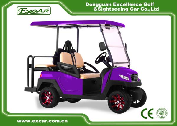 Fuel Type Electric Golf Car 350AH 3.7W Aluminium Electric Hunting Carts Framework Purple