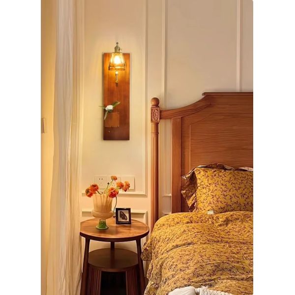 Japan Retro  Art Iron Glass Wood LED Decor Wall Lamp (WH-VR-127)