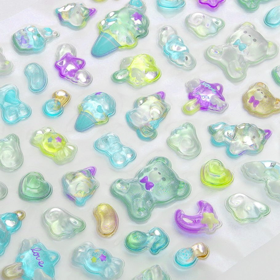 3D Custom Epoxy Stickers Holographic Puffy Bubble Stickers For Kids DIY Decor