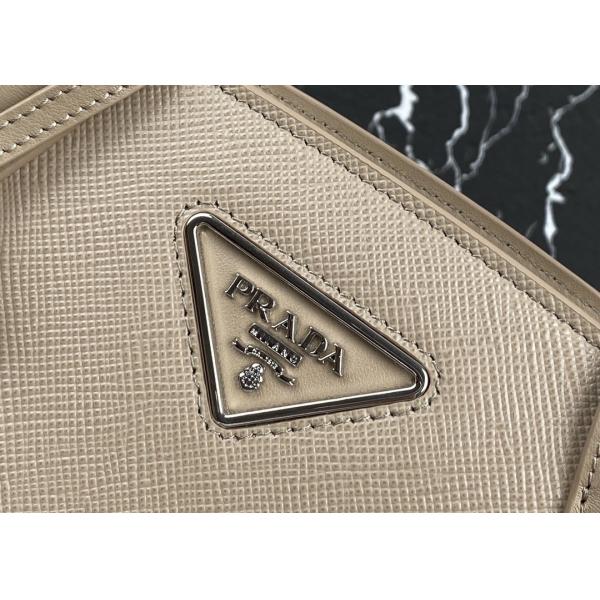 Apricot Adjustable Crossbody Saffiano Leather Handbag Square Shape