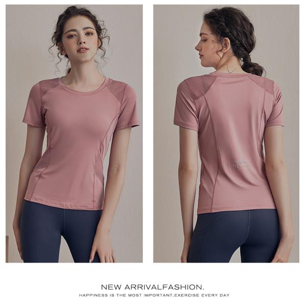 Спорт дам ODM OEM носят футболку тренировки розовых женщин соединения сетки