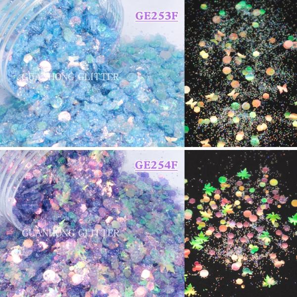 Glass Tumbler Chunky Hex Glitter Sparkle Mix Powder Stars Flowers Moons Hearts