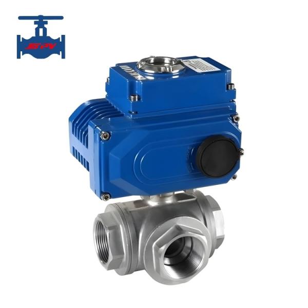 Three Way Stainless Steel Ball Valves T Type / L Type With Electric Actuator
