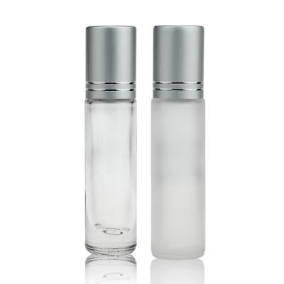 Rolo de vidro geado claro do OEM nas garrafas 10ml para o óleo com tampa de prata