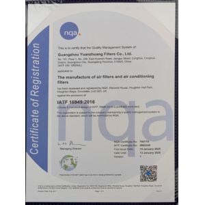 Guangzhou Yuanzhuang Filter Co., Ltd. Certifications