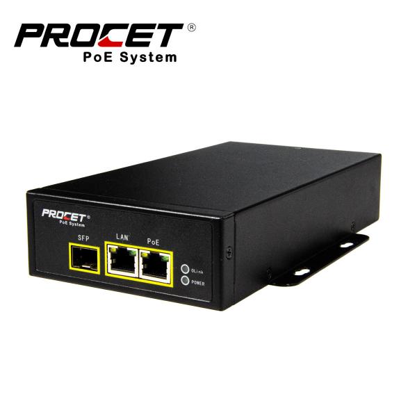 Fiber Converter 802.3bt Poe Injector Gigabit Data Rates Metal Case Surge Protector