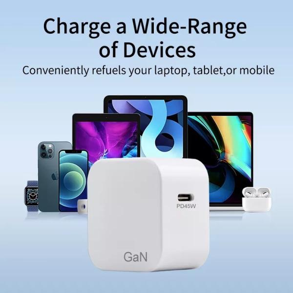45W PPS 30W GaN USB C Wall Charger For IPhone 12 13 Pro Max MacBook Air