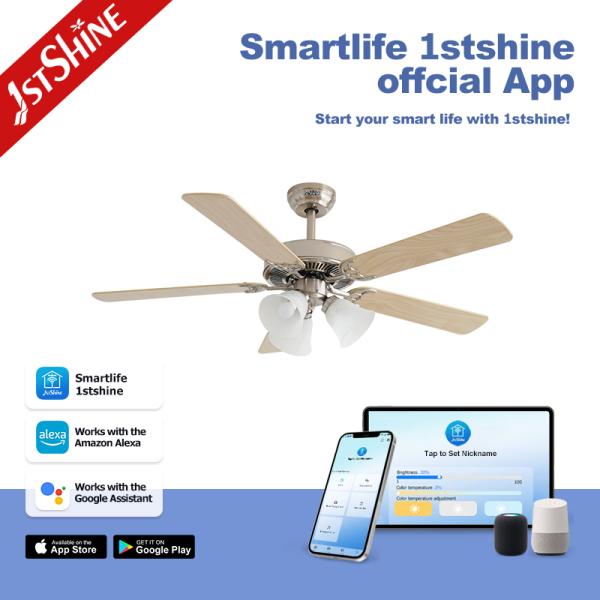 52 MDF Ceiling Fan With Light Kit 6 Speeds Quiet Dc Motor