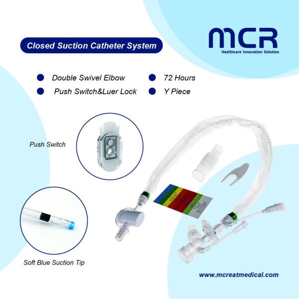 Disposable Closed Suction Catheter Single Lumen 72H Double Swivel Elbow & Push Switch