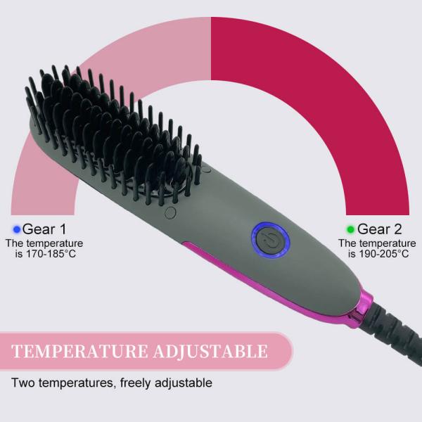 Anti Scald PTC Heating Electric Hair Brush Dual Voltage Anion Straightener Comb For Women