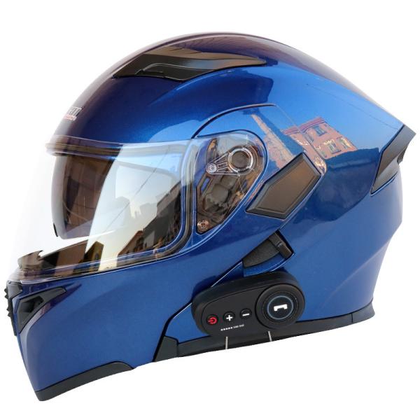 DOT Approval Double Lens M/L/XL/XXL Motorcycle Smart Flip Up Intercom Wireless Blue tooth Helmet black color