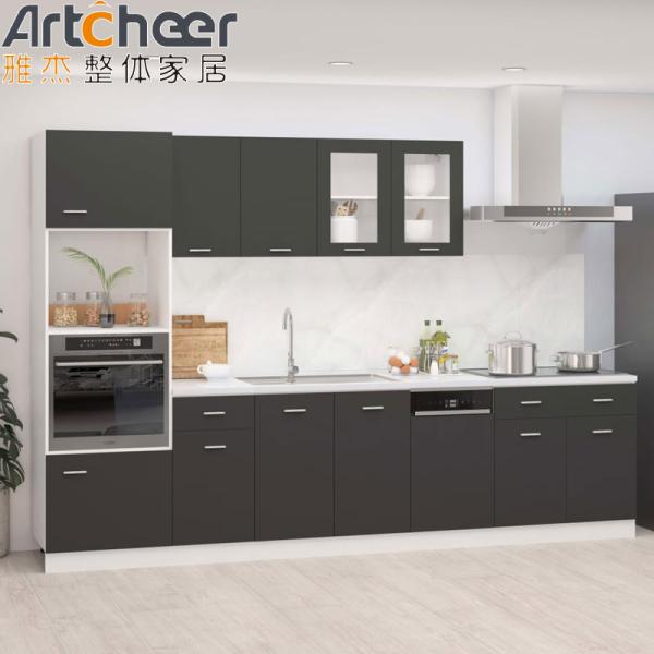 Particle Board Kitchen Cabinets in Industrial Style with Artificial Quartz Countertop