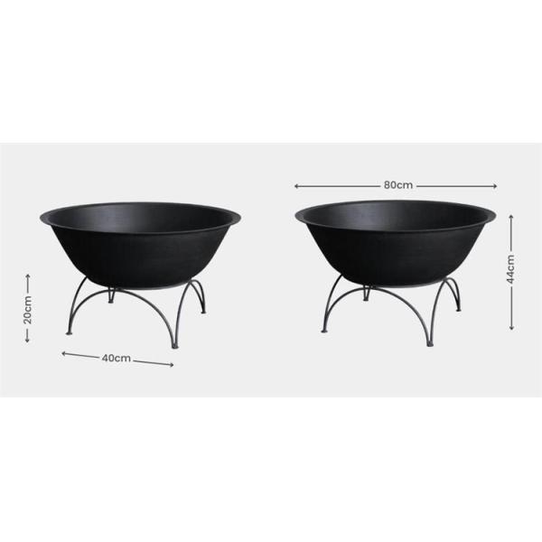 80cm Black Painted Outdoor Wood Charcoal Burner Round Metal Fire Bowl Pit