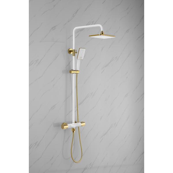 Slide Bar Hotel Golden Waterfall Shower Set Complete With Stainless Steel Bar Shower Head