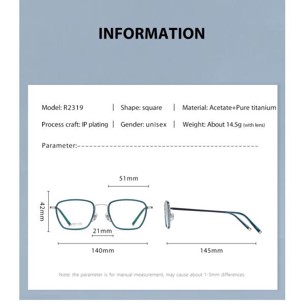 Стекла ацетата рамки титана квадратные, люди CE фасонируют стекла