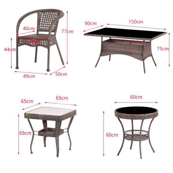 Outdoor Garden Balcony Stackable Armchair and Wicker Dining Table Set for Leisure