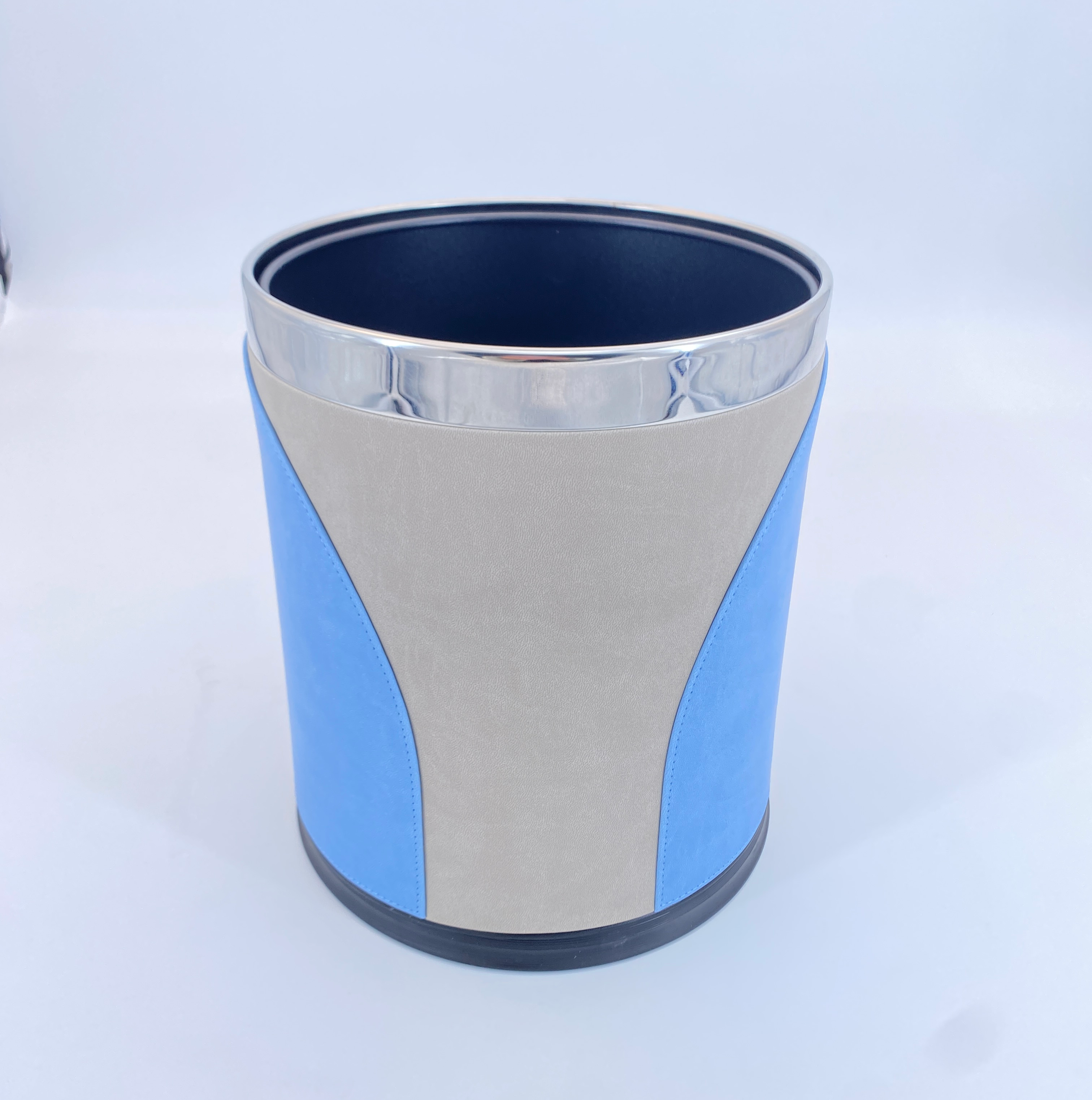 Double Layer Hotel Waste Bins with Metal Liner and PU Leather Cover Perfect for Hotel Guestroom