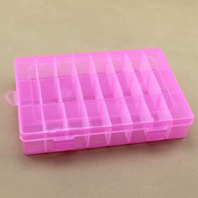 Organize with Ease Pink 24 Grid Plastic Organizer Box Removable Divider Storage Case 19x13x3.6cm