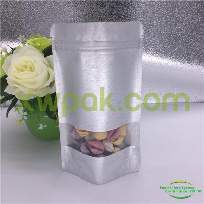 Air Proof Kraft Stand Up Rice Paper Bags Bottom Sealing 7mm With Clear Window