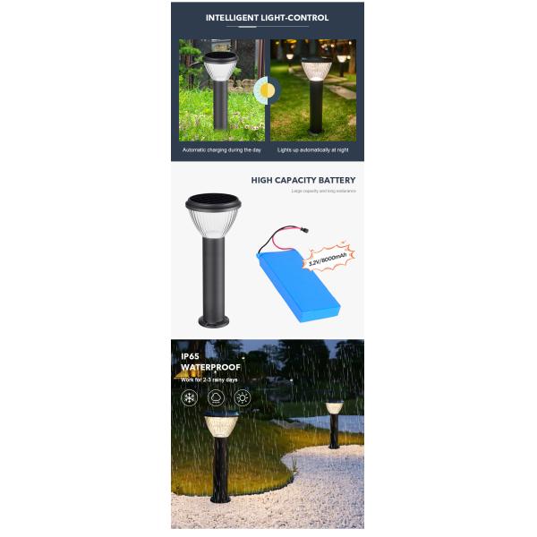 CE Certified Effective Solar Powered Bollard Lights Ouotdoor Lawn Lamp For Courtyard Villas