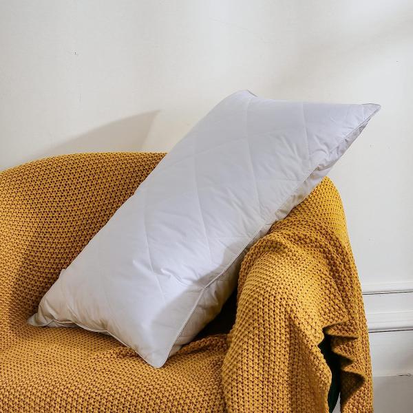 100% Polyester Queen Size Goose Feather Bed Pillows Set of 2 Soft 600 Thread Count