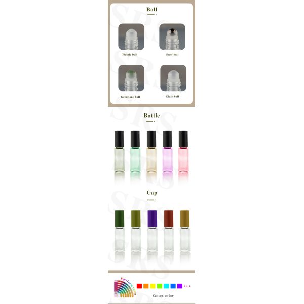 Custom Small Convenient 4ml Cosmetic Essential Oil Perfume Thick-bottomed Glass Roll on Bottle