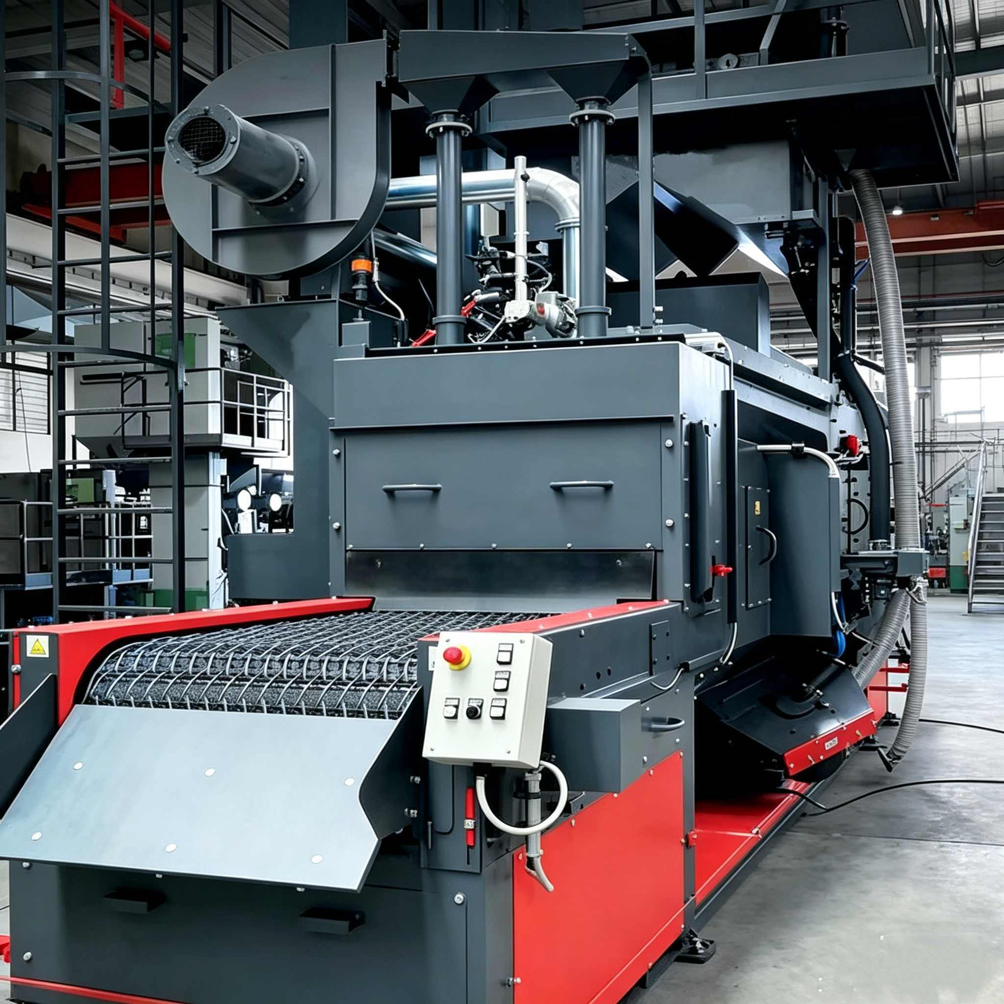 Manganese Steel Wire Mesh Shot Blaster with Continuous Blasting and Cartridge Dust Removal System for Metal Surface Cleaning
