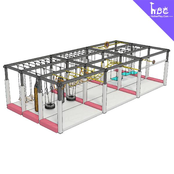 Equipamiento personalizable de obstáculos para cursos ninja en parques infantiles interiores